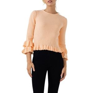 NWOT English Factory Rib Ruffle Edge Sweater